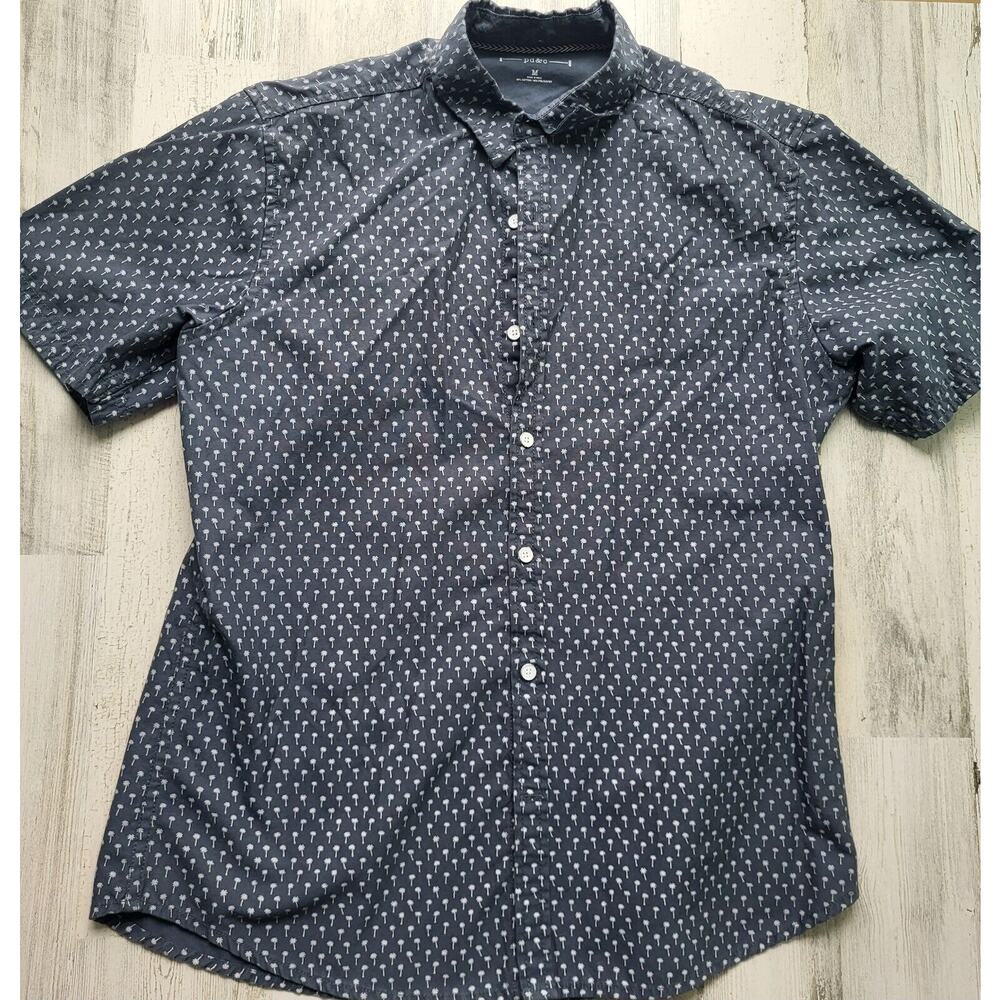 Paper Denim & Cloth PD&C Shirt Short Sleeve Men's Size M Palm TREE print